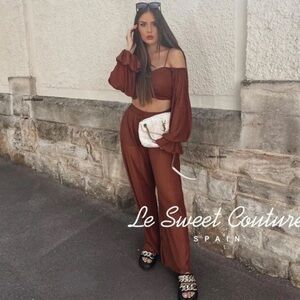 Zara pleated wide leg pants brown 0219/109